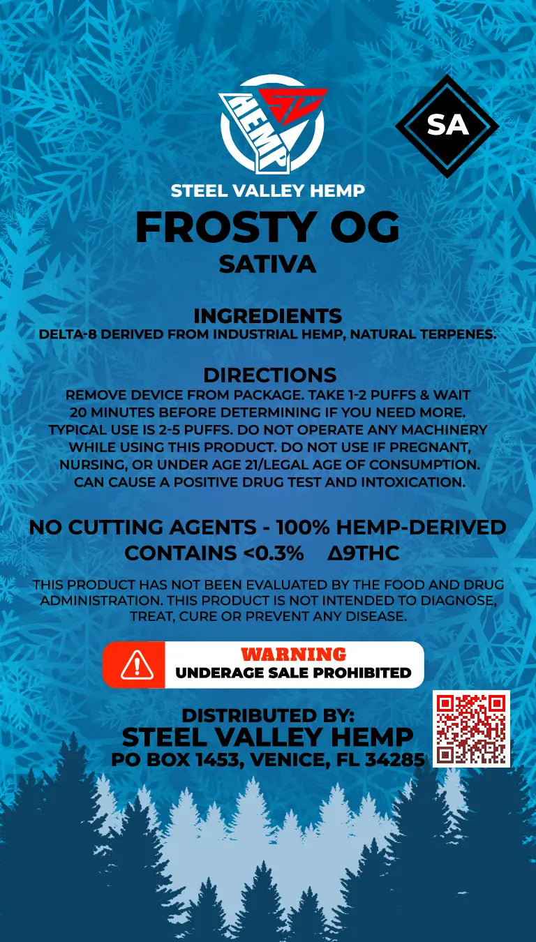 SVH Vape Delta 8 THC Disposable Sativa Frosty OG