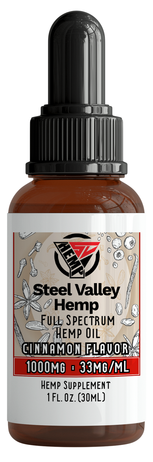 Steel Valley Hemp Full Spectrum Tincture Oil Cinnamon 1000mg