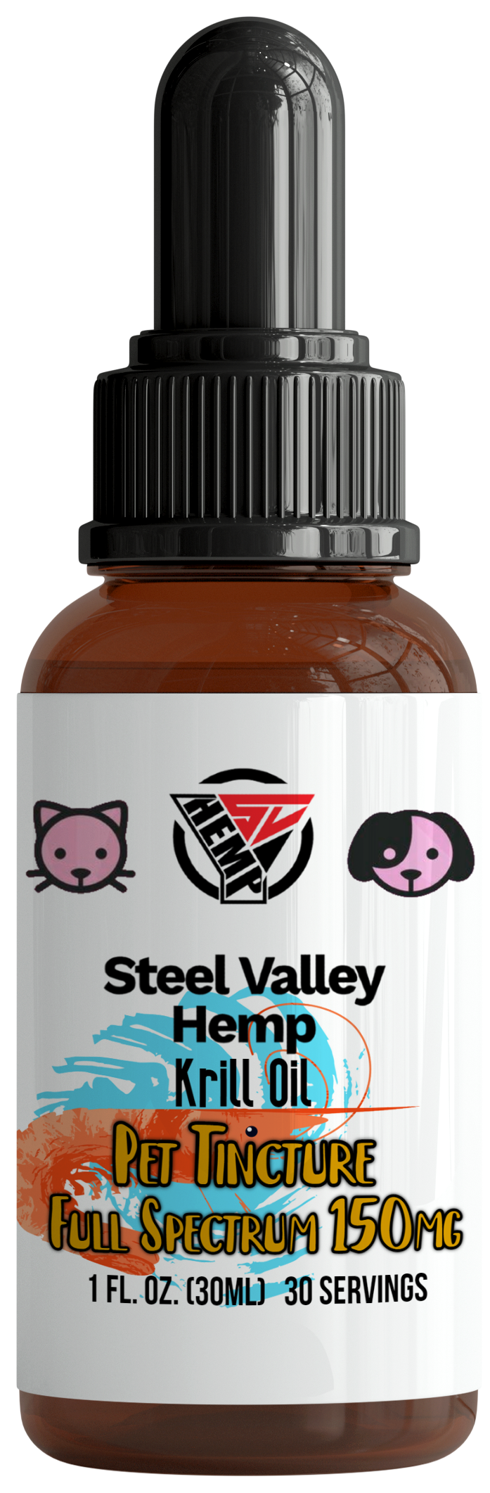 Steel Valley Hemp Full Spectrum Tincture Pets - Krill and Extra Virgin Oil 150Mg